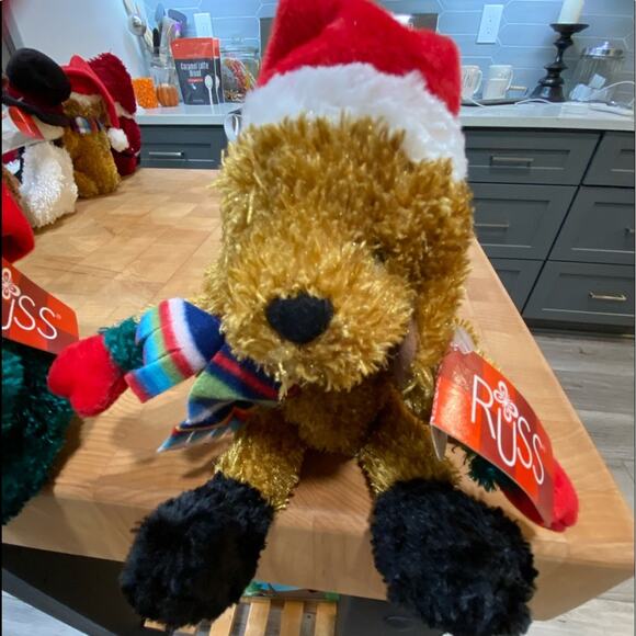 NWT Russ Berrie Glitter Critter Factory Christmas Decor puppy dog bendable plush - Picture 2 of 3
